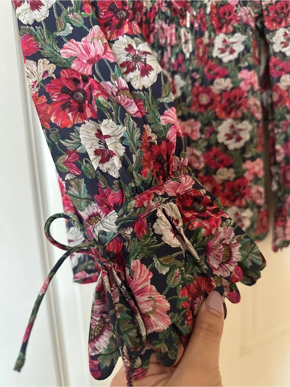 J. Crew Scalloped-sleeve top in Liberty® Poppy Amelie floral